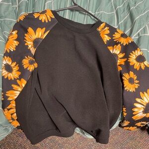 SHEIN Black and Orange Floral Sweater